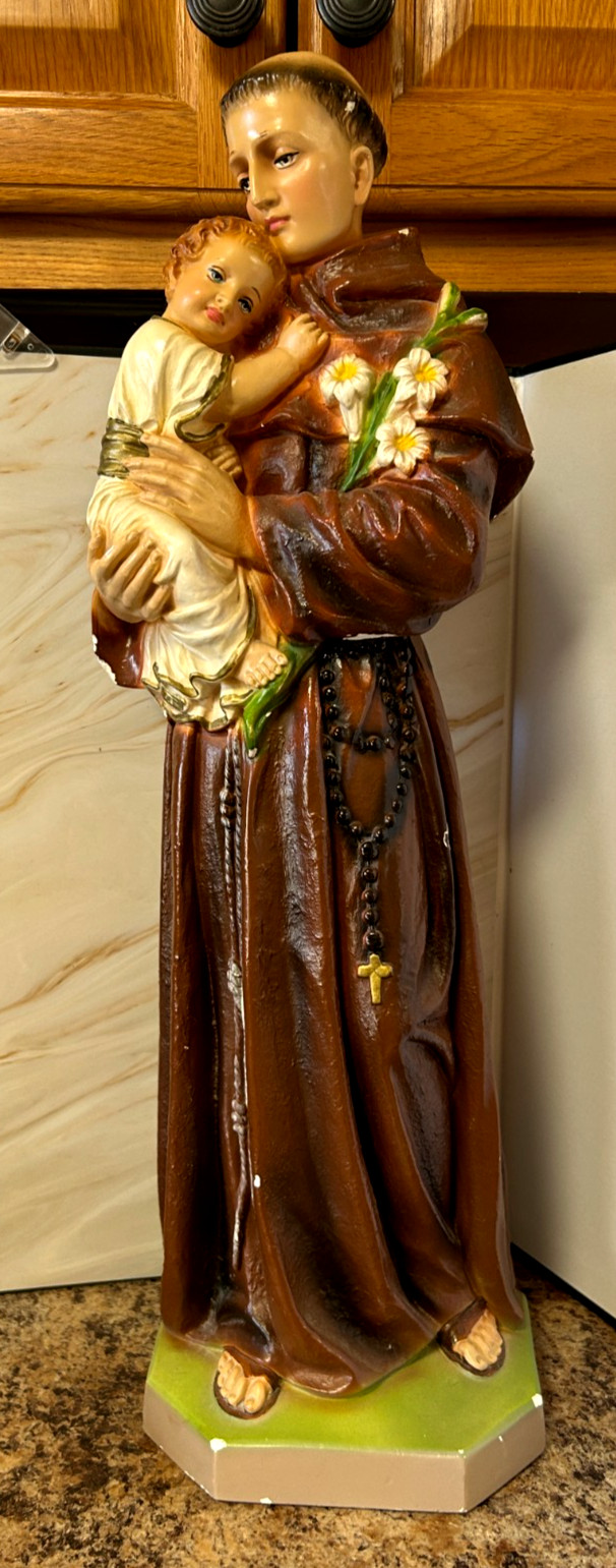 Vintage C.S. 130 St. Anthony of Padua Infant Jesus Chalkware 20