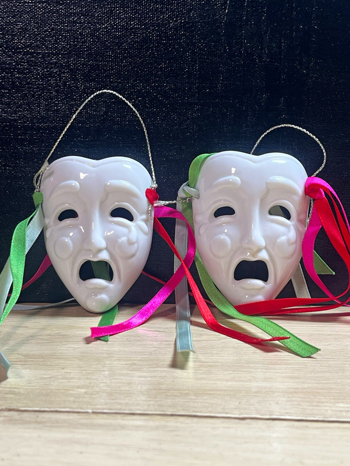 Vintage 1984 Kurt S Adler Porcelain Theater Mask Ornaments Set of 2 Tragedy Vintage 1984 Kurt S Adler Porcelain Theater Mask Ornaments Set of 2 Tragedy