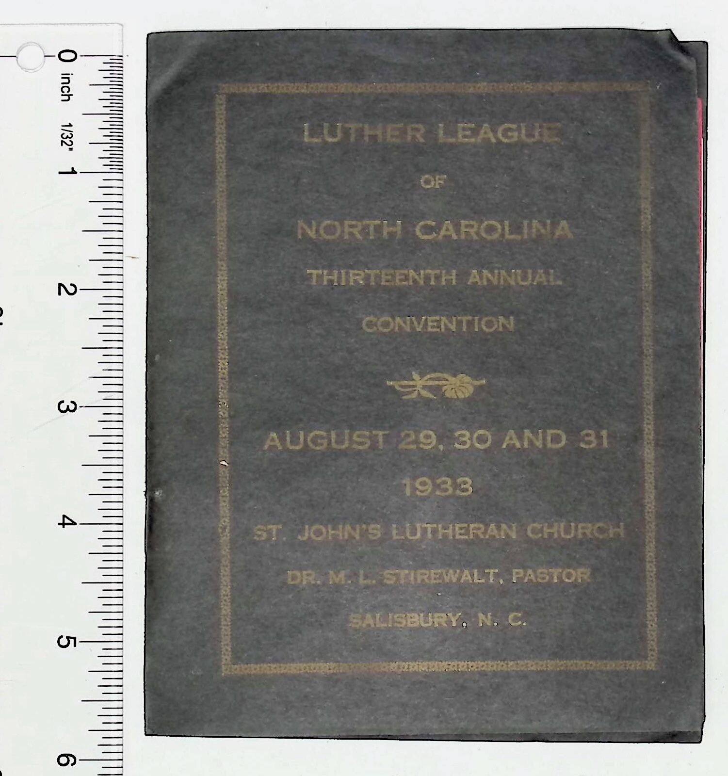 1933 Luther League Convention  Salisbury North Carolina M.L. Stirewalt Program