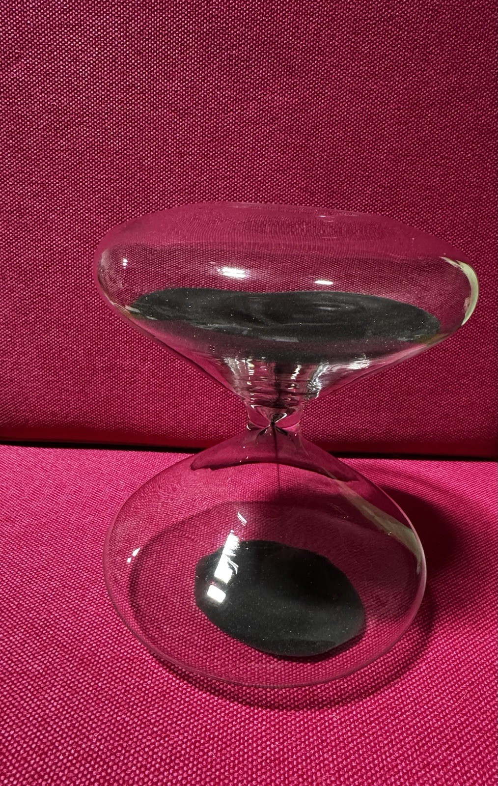 Vintage Clear Glass Hourglass Black Sand Timer Mid Century Modern Decor