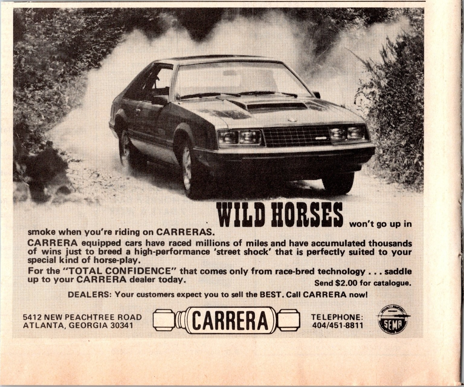 Carrera Shock Absorbers Vintage Magazine Ad Wild Horses Ford Mustang 1980s Carrera Shock Absorbers Vintage Magazine Ad Wild Horses Ford Mustang 1980s
