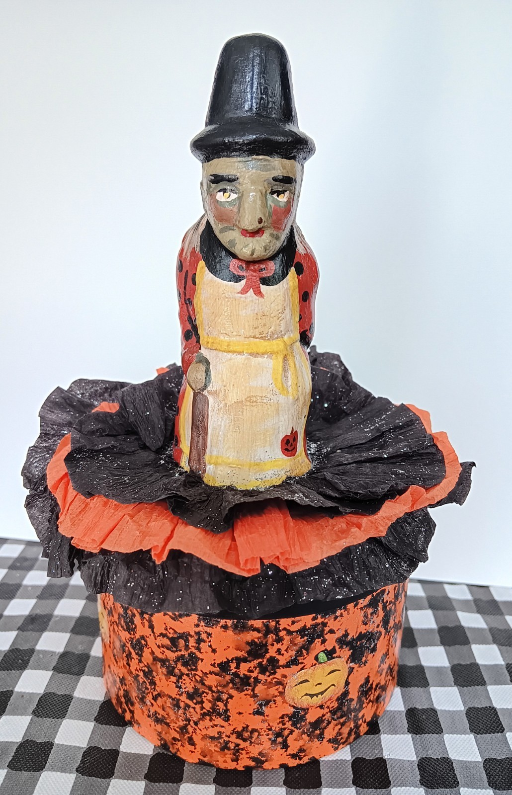 Rare Chalkware Witch With Cane, Candy Box Container, OOAK. Artist's Collection Rare Chalkware Witch With Cane, Candy Box Container, OOAK. Artist's Collection