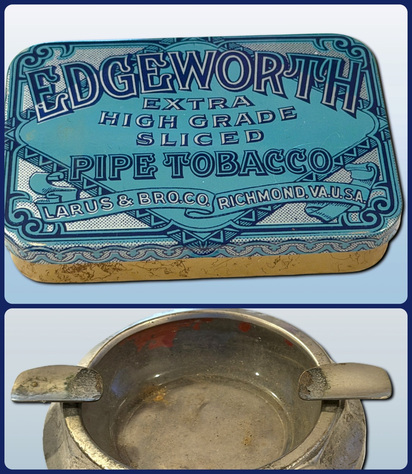 Edgeworth Antique Sliced Pipe Tobacco Empty Tin 1920s Larus Richmond Va, BONUS