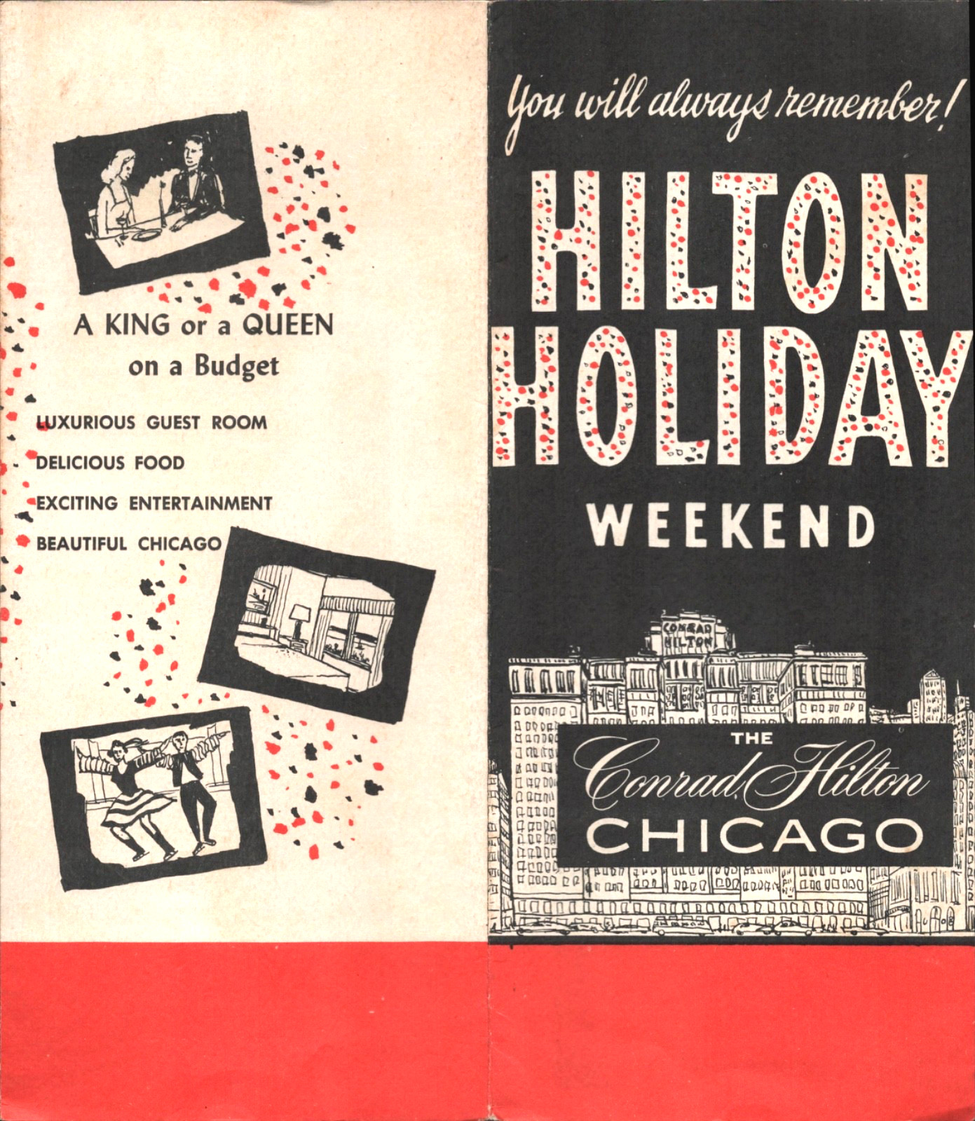 1960s THE CONRAD HILTON vintage hotel advertising brochure CHICAGO, ILLINOIS