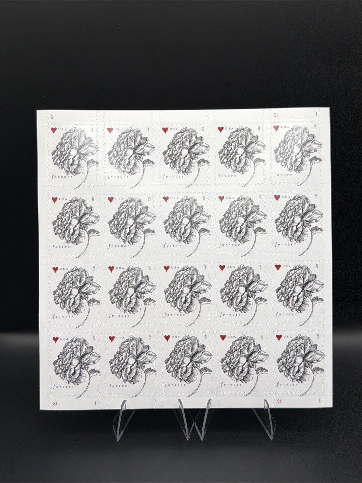 2015 USPS Vintage Rose Forever Stamp Sheet of 20 Collectible Stamps