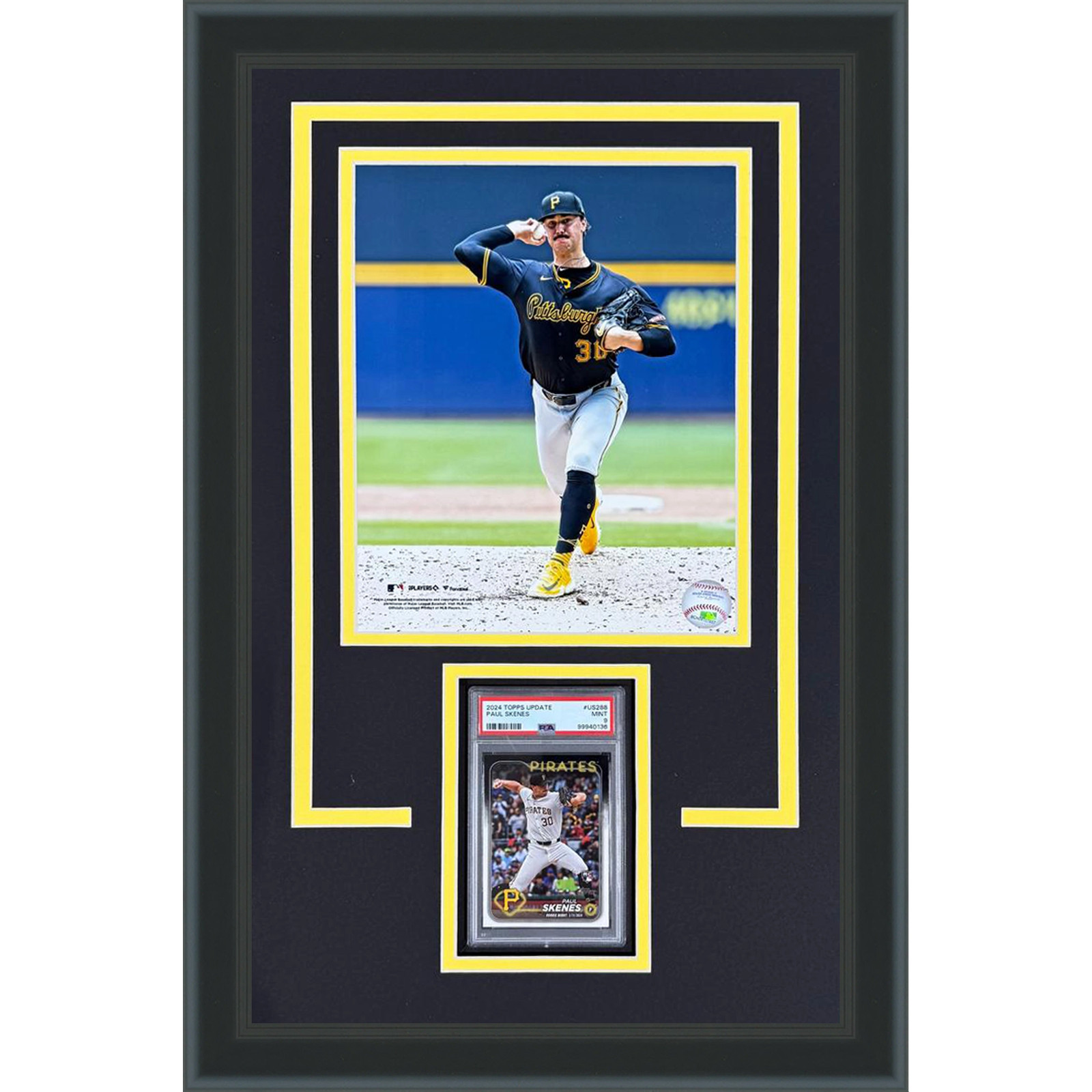 Paul Skenes Graded Rookie Card Deluxe Framed with Pittsburgh Pirates 8x10 Photo Paul Skenes Graded Rookie Card Deluxe Framed with Pittsburgh Pirates 8x10 Photo