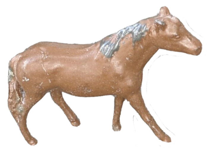 Walking Horse Brown metal vintage made in England 1 5/8 in h, 2 3/8 in l