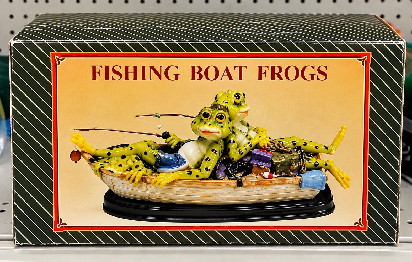 Fishing Boat Frogs Figurine in Original Box – Whimsical Frog Fishing Decor