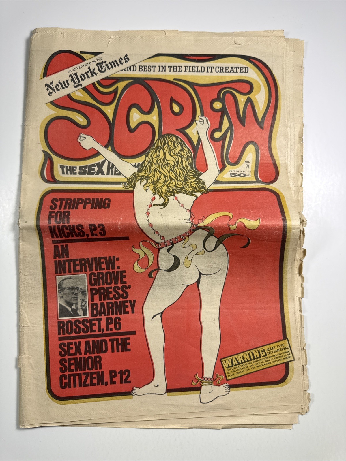 SCREW newspaper #71- 1971 Rare NYC tons of photos-Ads SCREW newspaper #71- 1971 Rare NYC tons of photos-Ads
