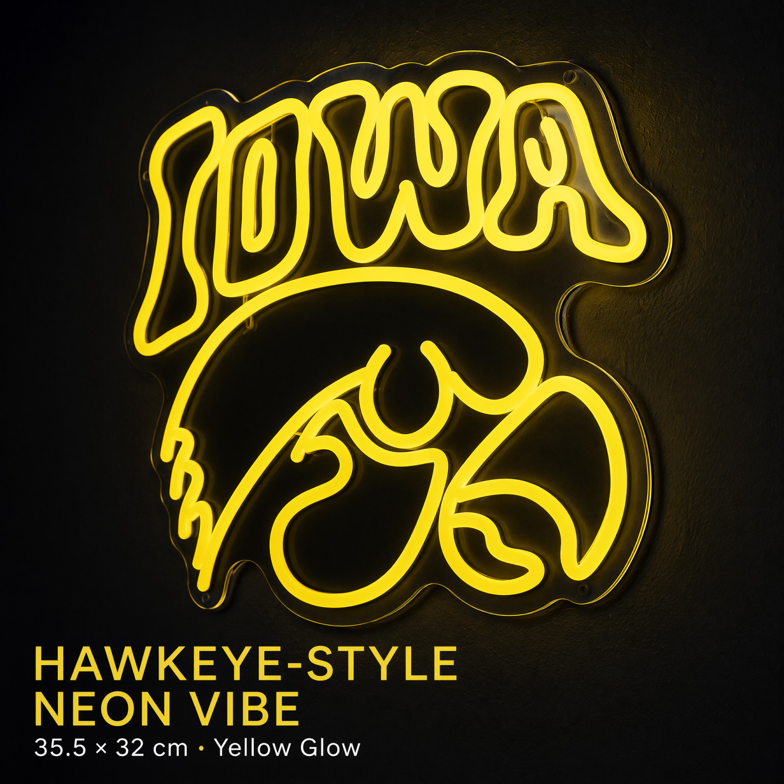 Iowa Hawkeyes Neon Sign Yellow USB Dimmable Wall Light 14 Iowa Hawkeyes Neon Sign Yellow USB Dimmable Wall Light 14