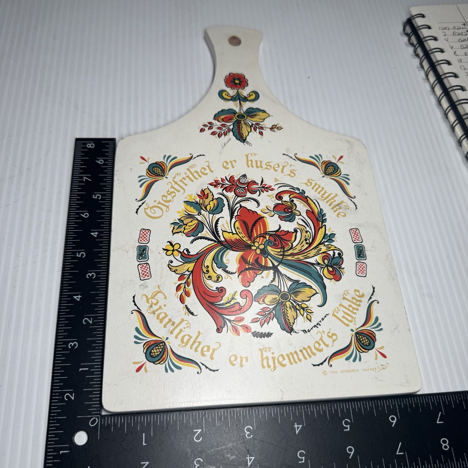 Vtg Berggren Originals Painted Swedish Folk Art Wood Cutting Board Wall Decor