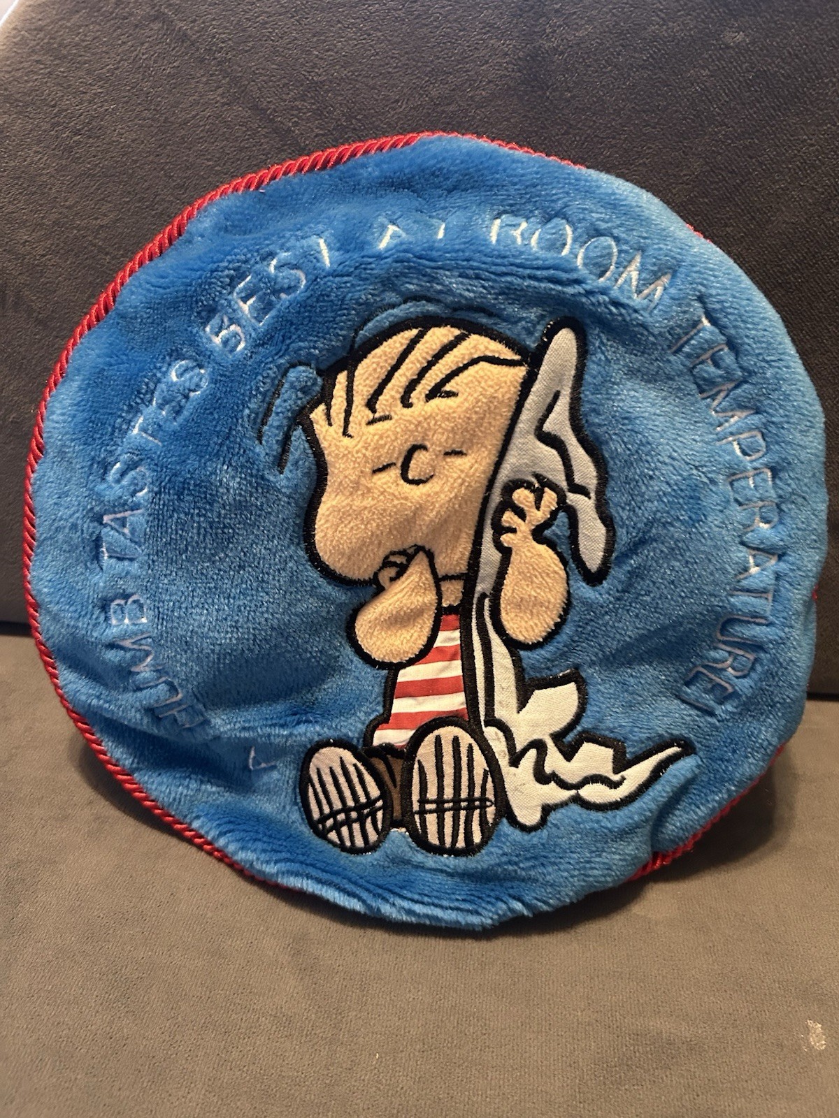 Vintage Peanuts Linus Thumb Sucking Round Plush Pillow 13” Blue Snoopy Vintage Peanuts Linus Thumb Sucking Round Plush Pillow 13” Blue Snoopy