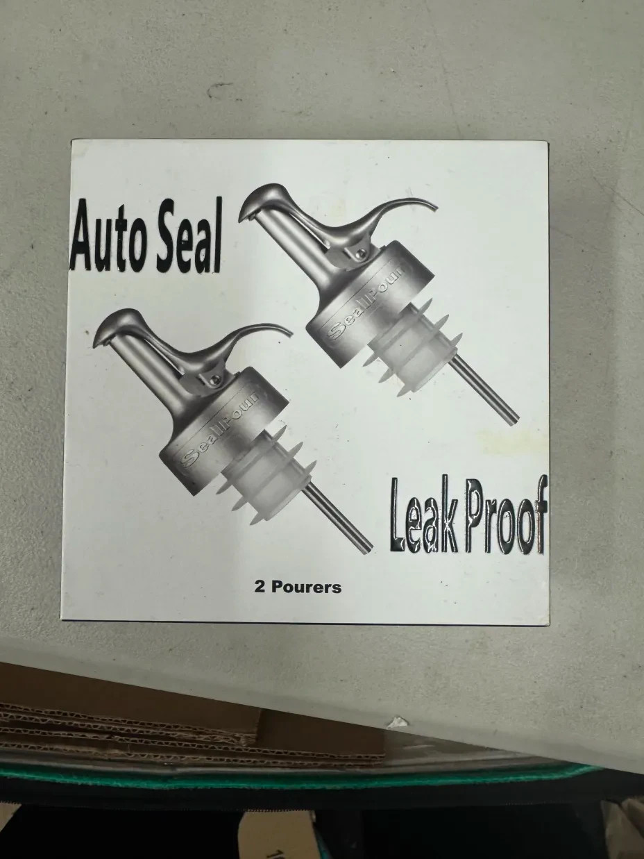 Sealpour Liquor Auto Seal Leak Proof Pourers 2 pks Stainless Steel / Silver NIB Sealpour Liquor Auto Seal Leak Proof Pourers 2 pks Stainless Steel / Silver NIB
