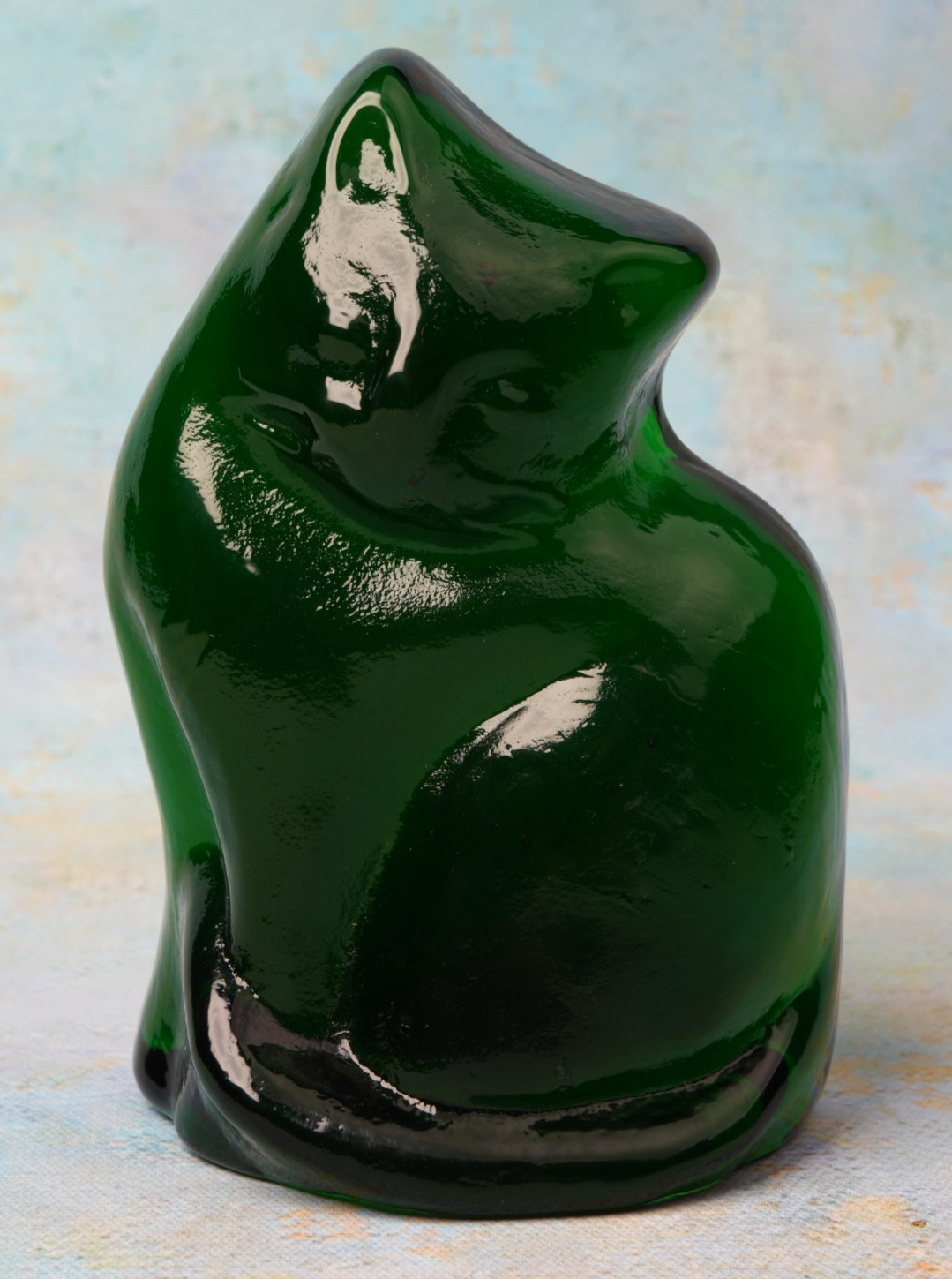 Blenko CAT Paperweight -  EMERALD GREEN - 2025 - 2nd
