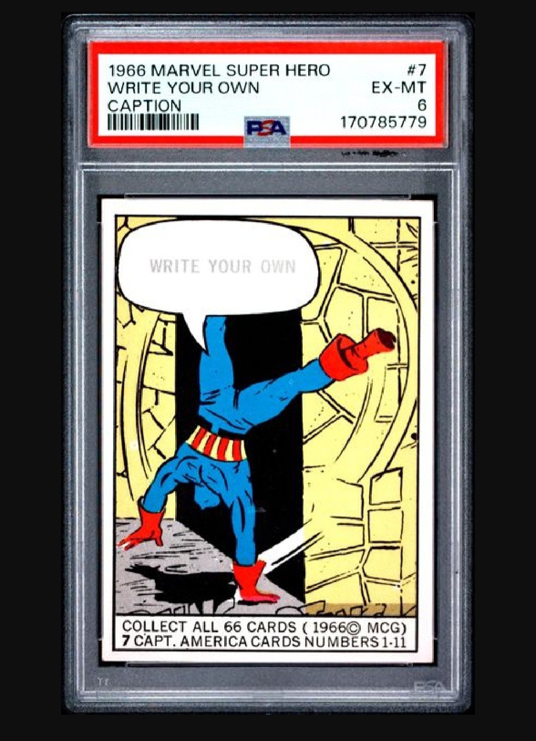 INSANELY LOW POP PSA 6 1966 Donruss Marvel Captain America Rookie #7