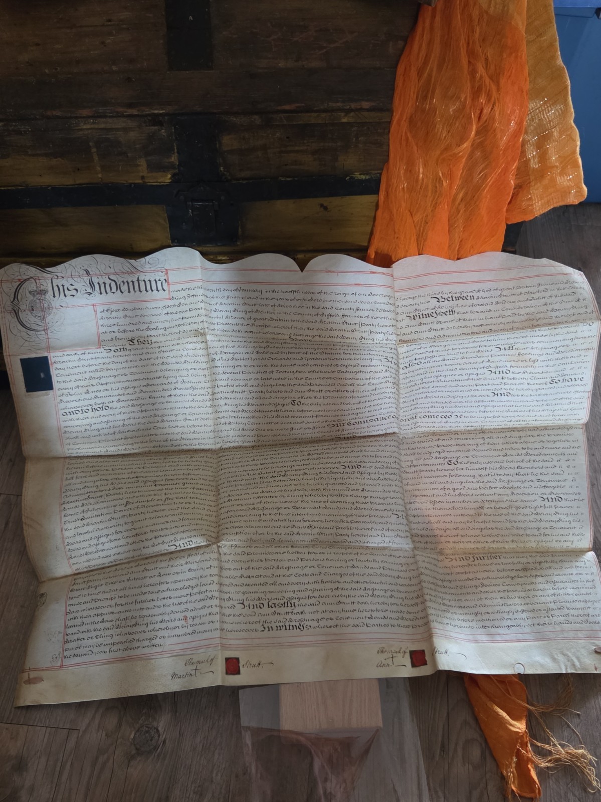 ANTIQUE 1772 KING GEORGE III VELLUM INDENTURE Document WAX SEALS Tax Stamp COA