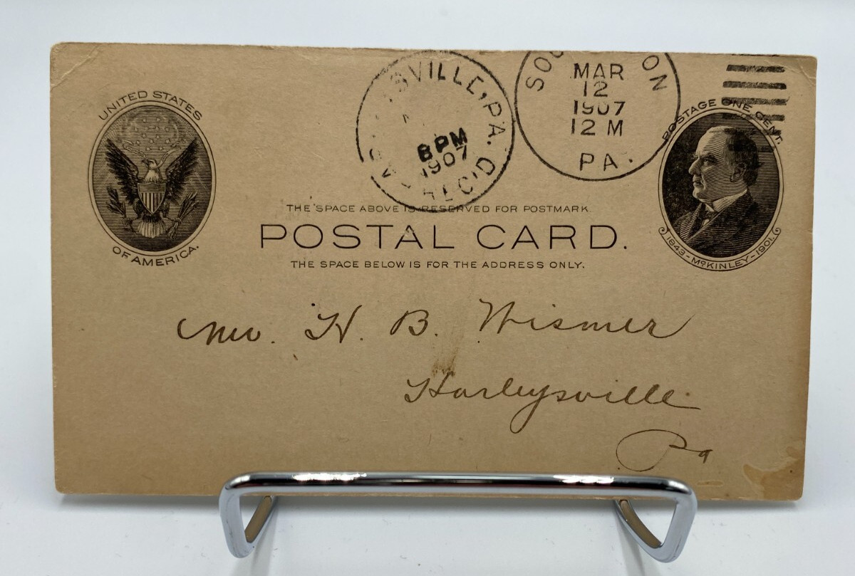 Vtg c1907 Correspondence Post Card Harleysville, Pennsylvania