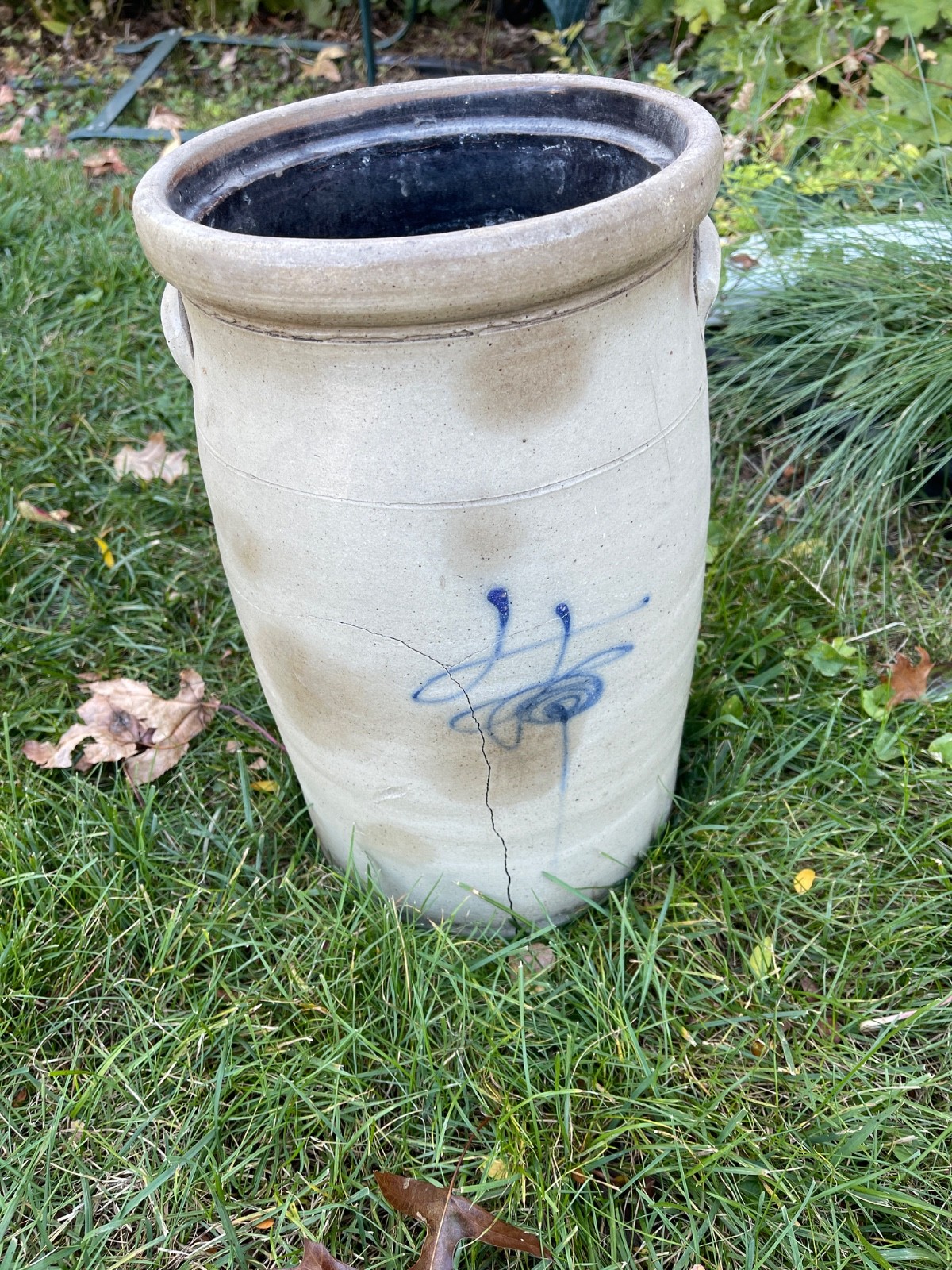 Primitive #4 Bee Sting Stoneware Butter Churn Crock ~ Early Red Wing Salt Glaze