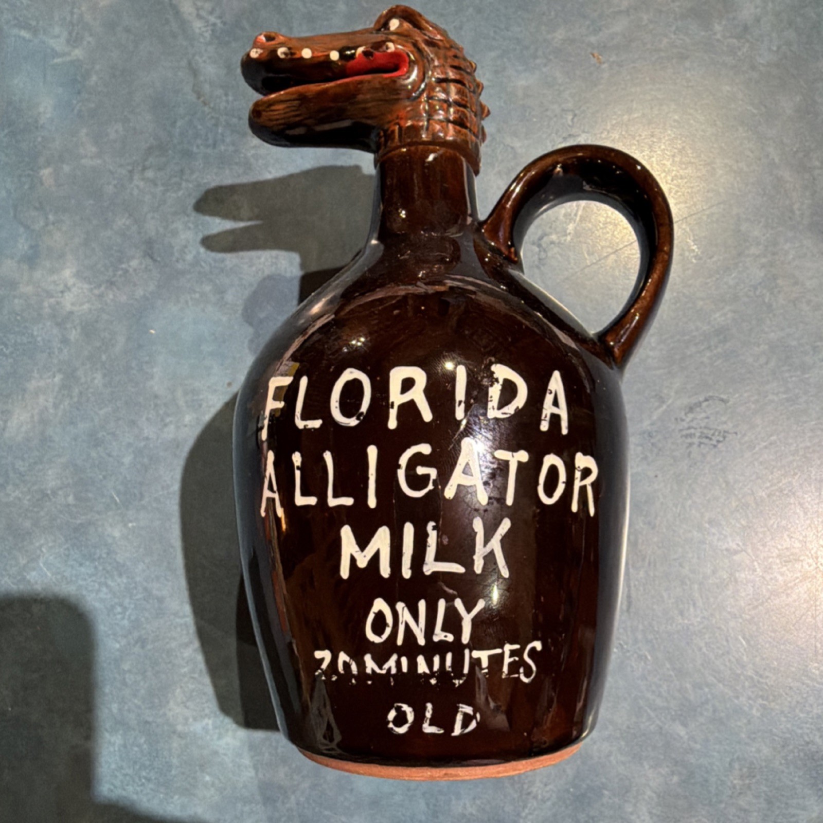 Florida Alligator Milk Souvenir Jug/Bottle w/ Alligator Head Stopper, Japan