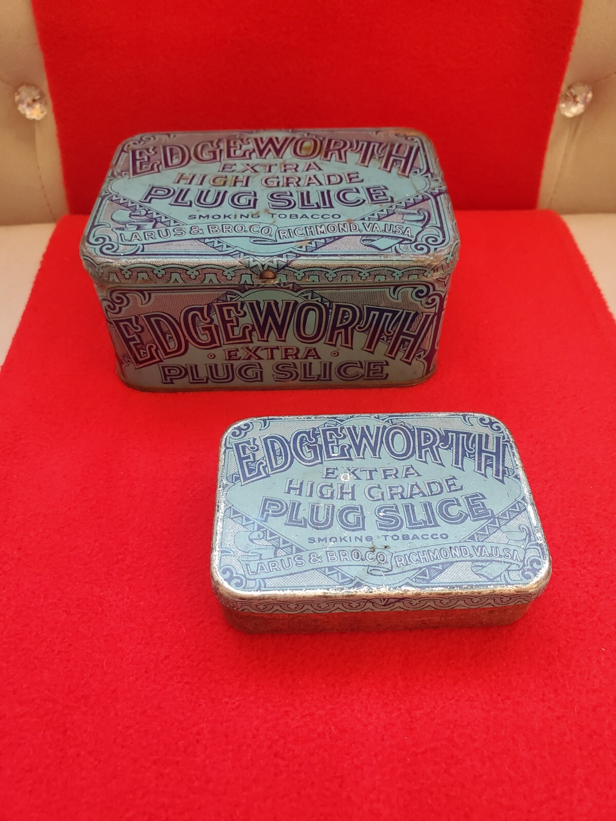 Antique Edgeworth Tobacco Tins. Set Of 2 Different Sizes