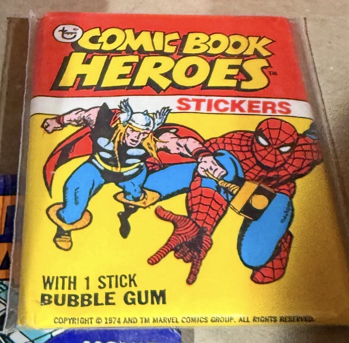 1974 Topps Marvel Comic Book Heroes Stickers Wax Pack SEALED