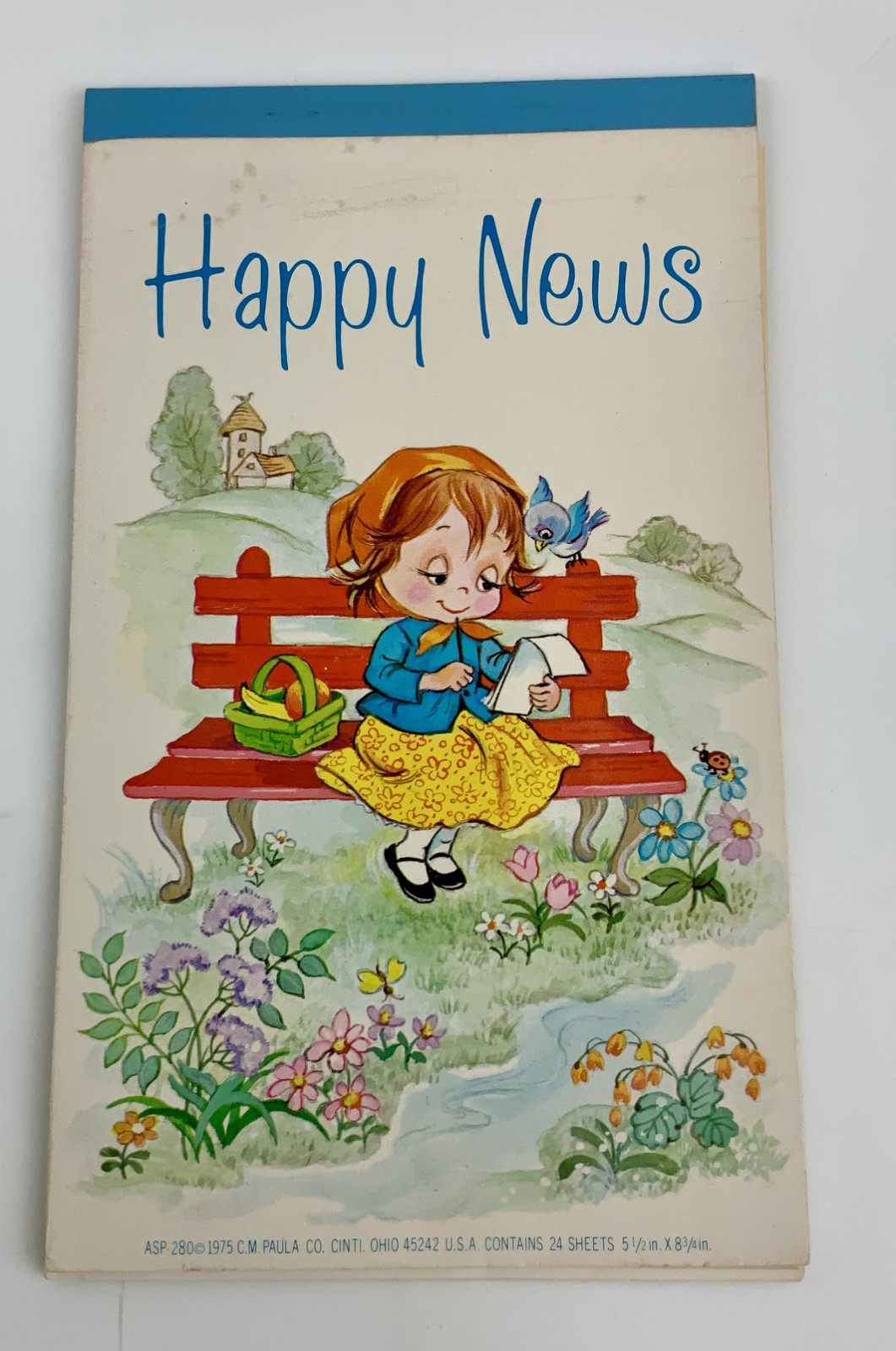 Vtg Retro Kitsch Stationery Notepad CM Paula 70s 1975 Big Eyes Paula Cute style