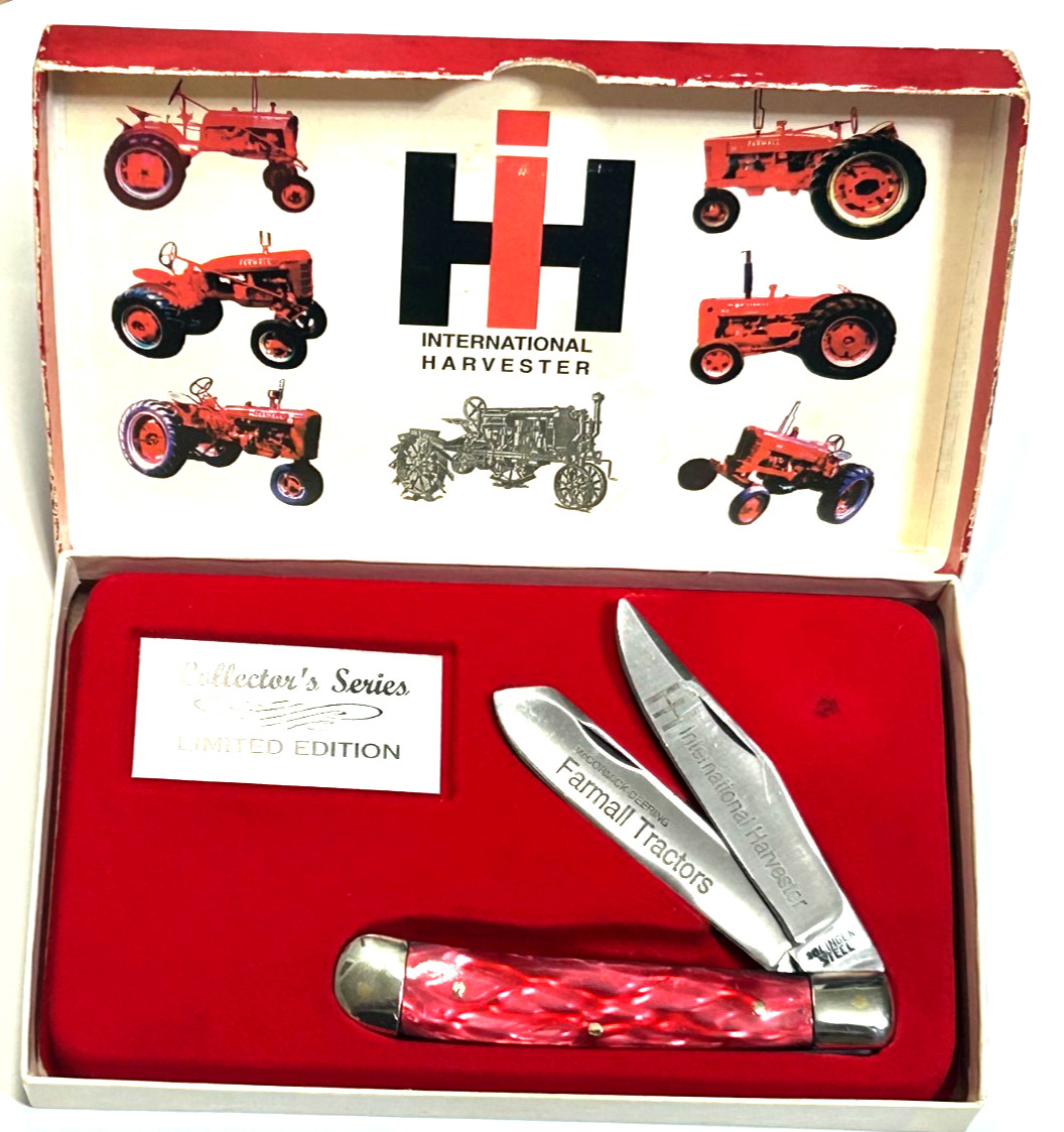 Antique International Harvester Tractor Knife with Original Artwork Display Box Antique International Harvester Tractor Knife with Original Artwork Display Box