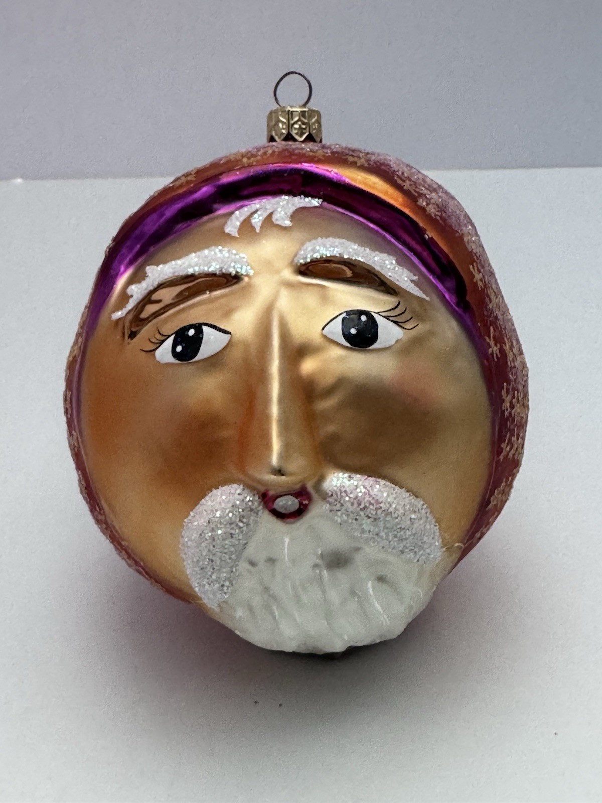 Radko NORTHERN NIGHTS Ball Ornament 5” Orange 97-167-0 Face