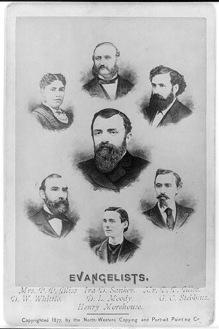 1877 Evangelists D.L. Moody Ira D. Sankey P.P. Bliss Composite Engravings