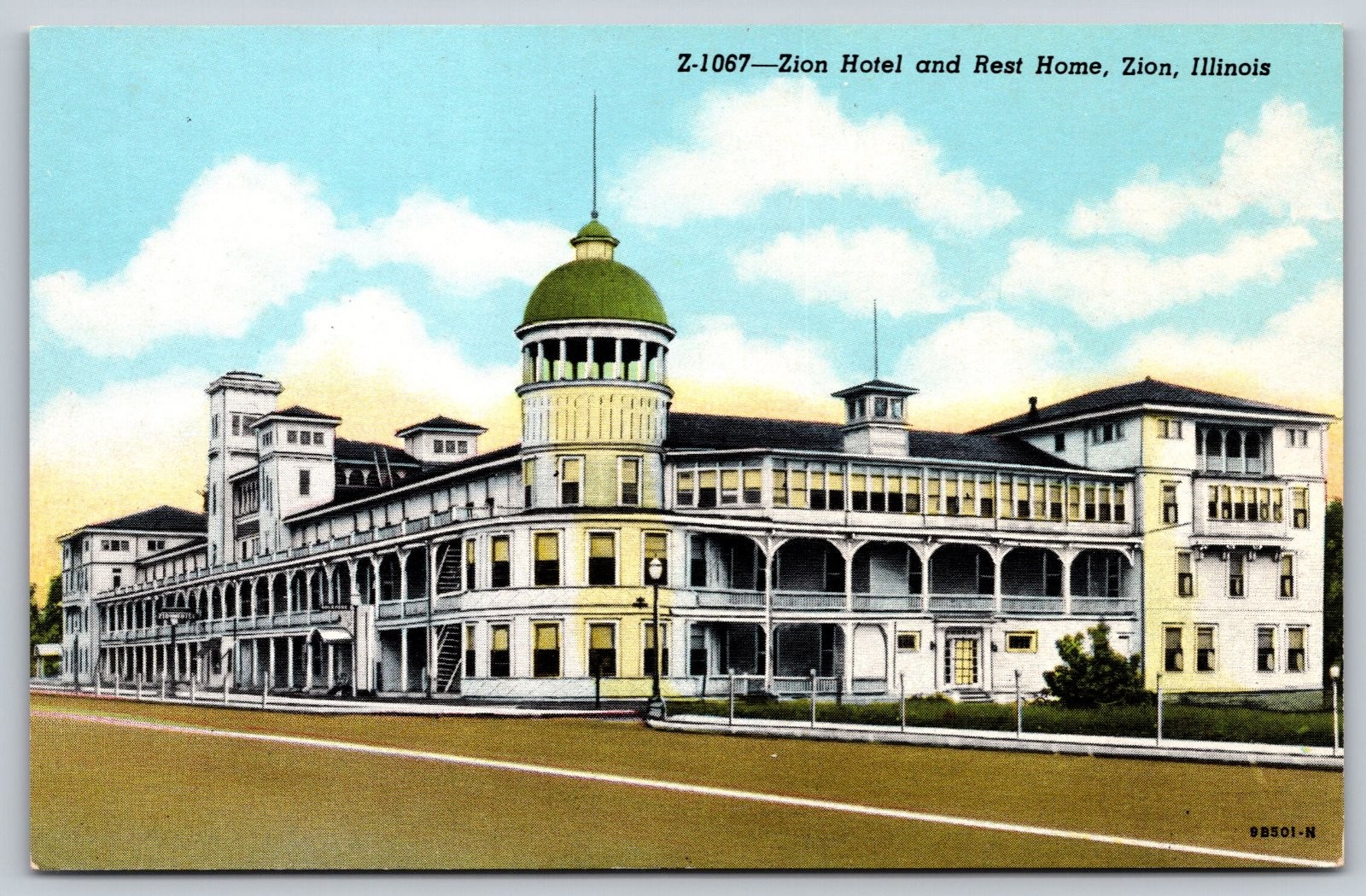 Zion Hotel and Rest Home Zion Illinois Curt Teich Postcard PC248 Zion Hotel and Rest Home Zion Illinois Curt Teich Postcard PC248