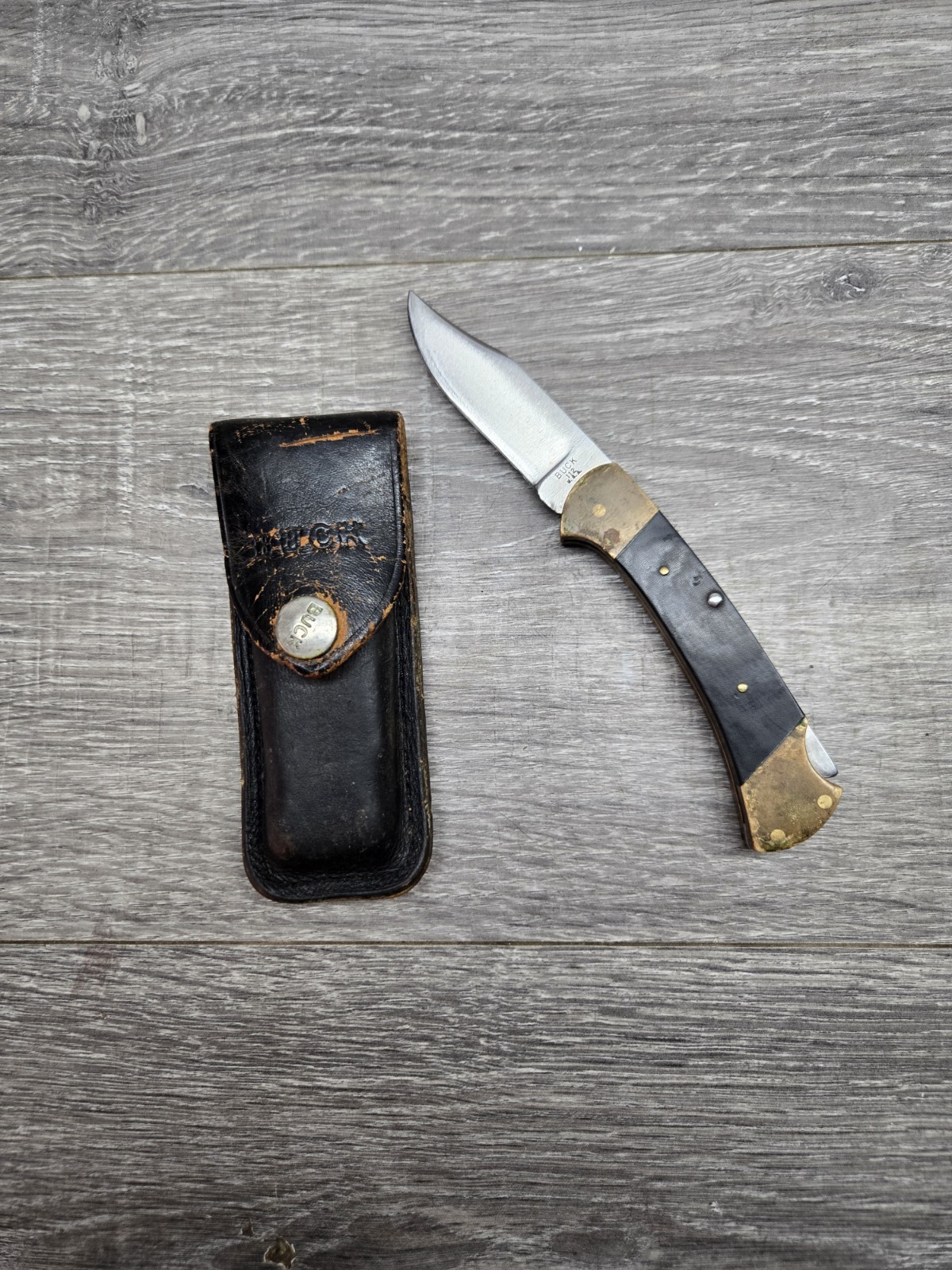 Rare 1972 3 Line Buck 112 Black Micarta Folding Lockback Hunting Knife