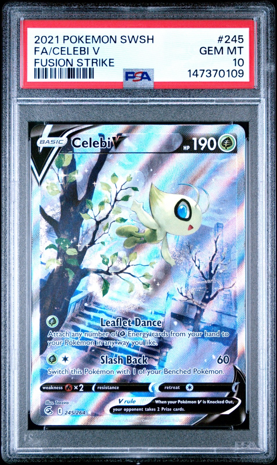 Celebi V PSA 10 GEM MINT - 245/264 - Fusion Strike - Alt Art Pokemon Rare