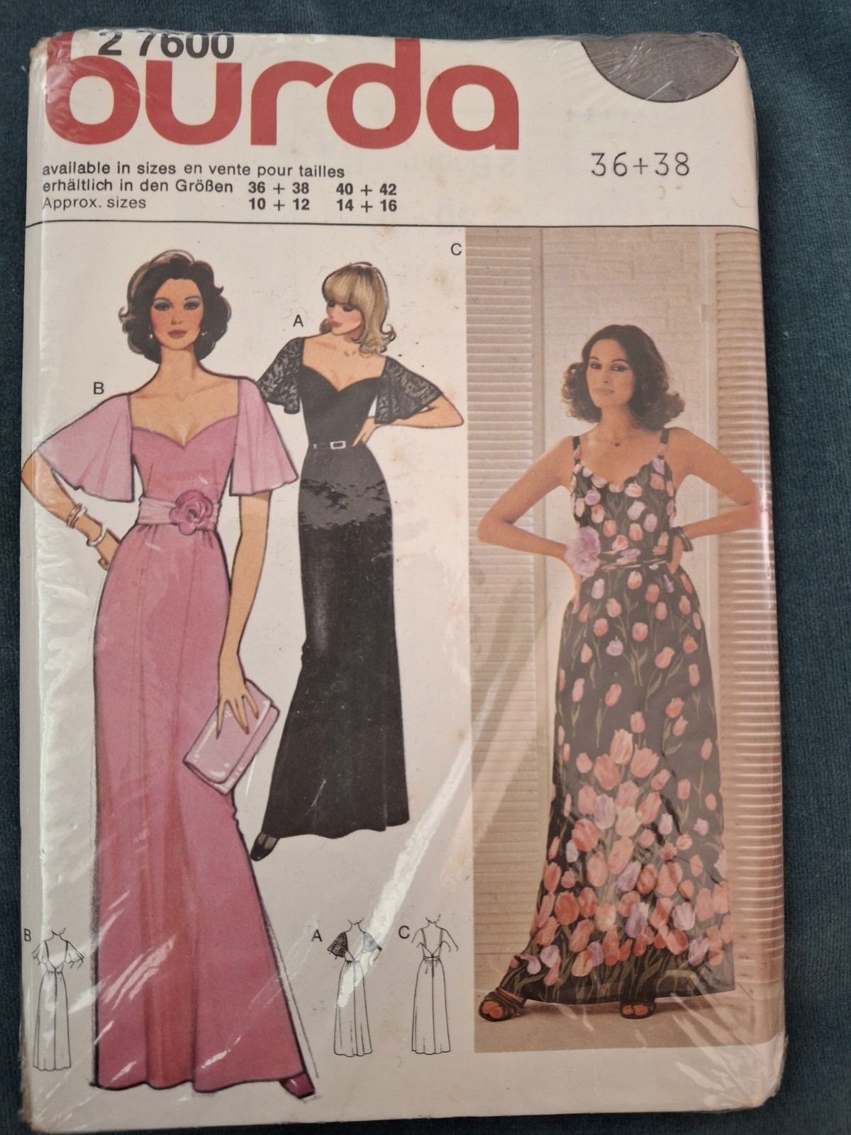 Vintage Burda Evening Dress Pattern 2 7600 Bust 36-38 Vintage Burda Evening Dress Pattern 2 7600 Bust 36-38