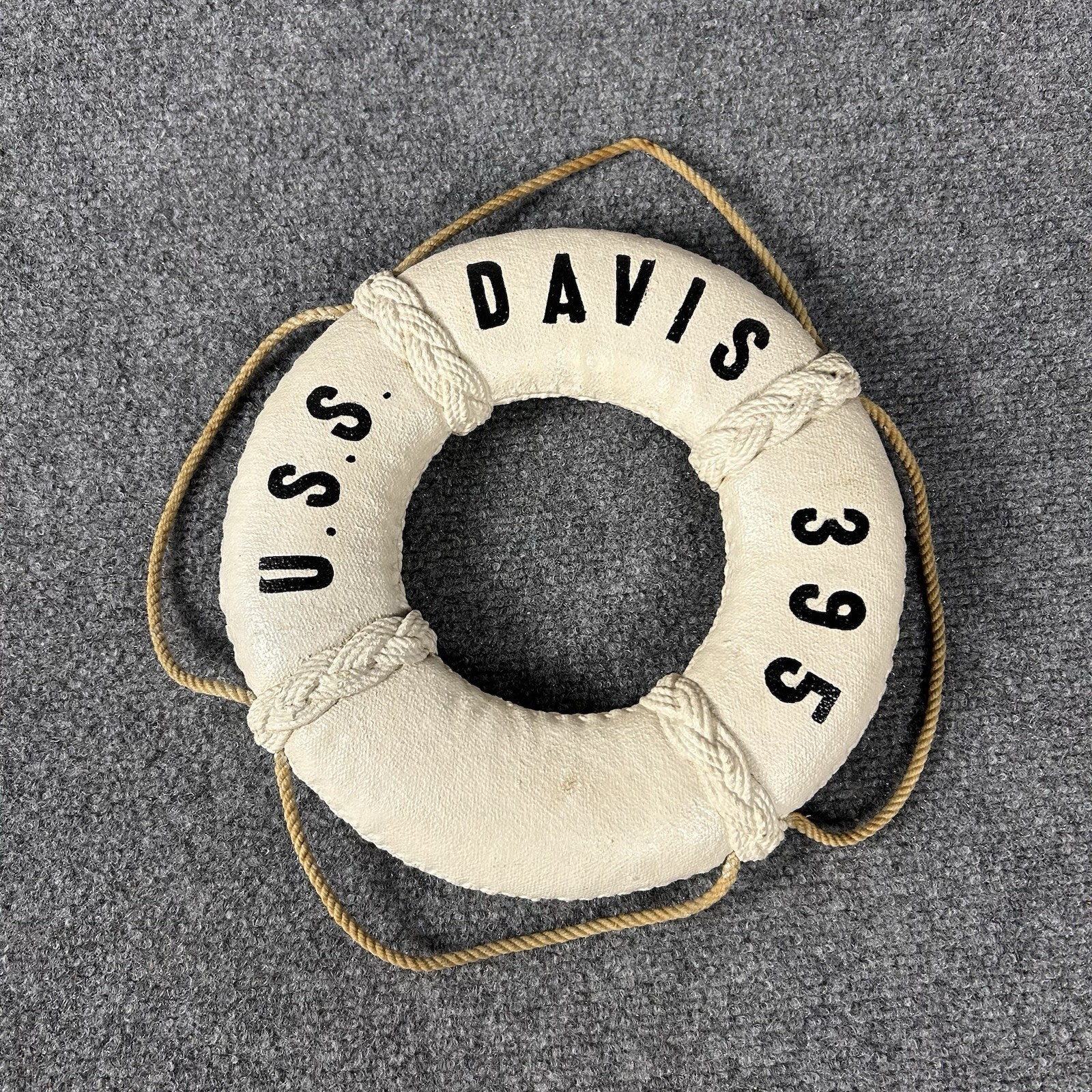 Vintage USS Davis DD-395 Life Preserver Ring Buoy WW2 Navy Destroyer Ship Decor