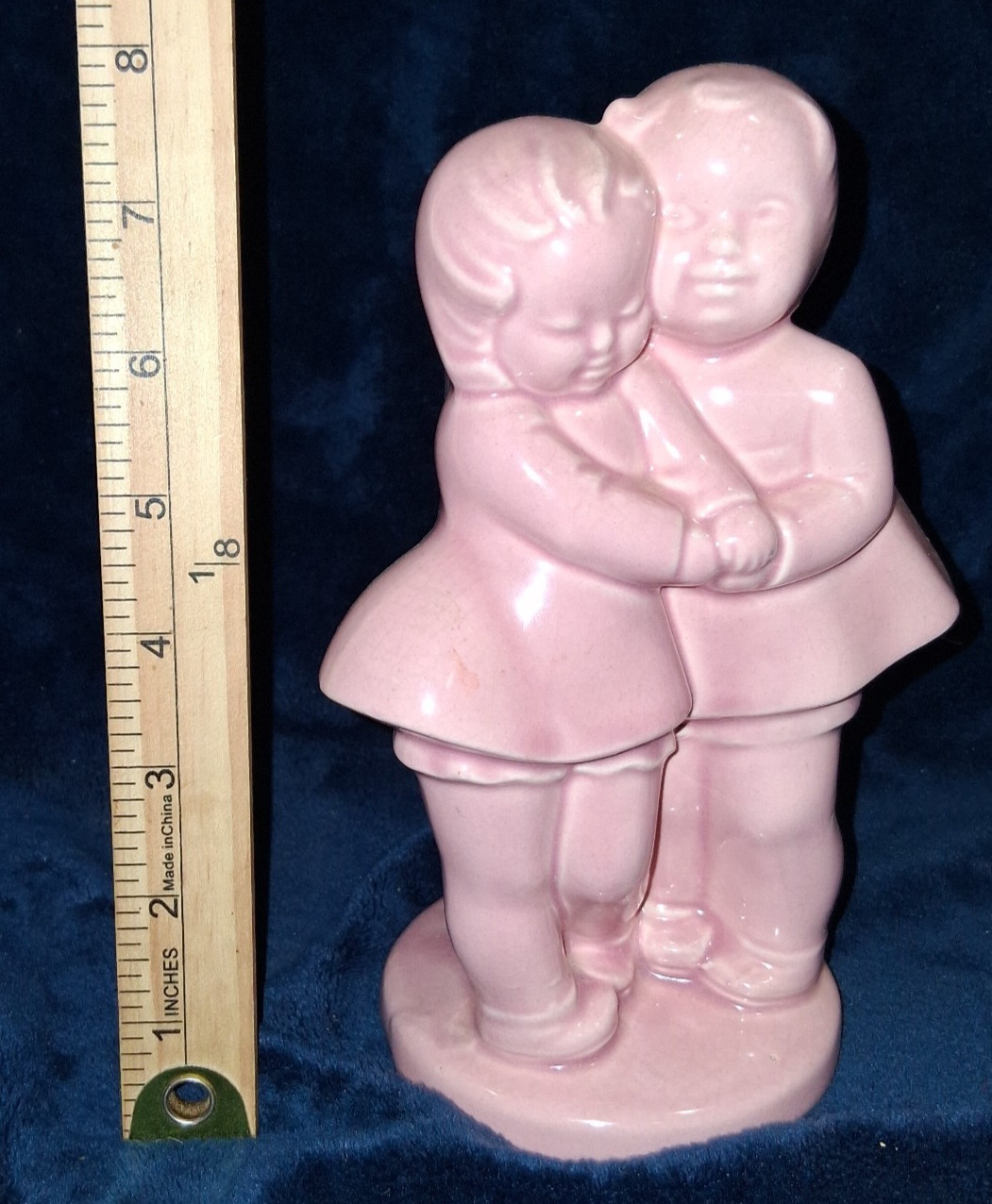 Vintage Pink Ceramic Planter Boy and Girl Hugging Dancing Figurine Vase 8\ Vintage Pink Ceramic Planter Boy and Girl Hugging Dancing Figurine Vase 8\