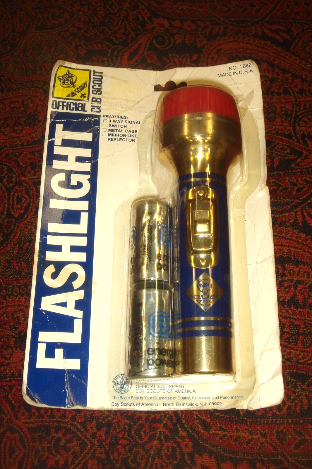 Vintage CUB SCOUTS OF AMERICA Official FLASHLIGHT early 1970s BRAND NEW SEALED