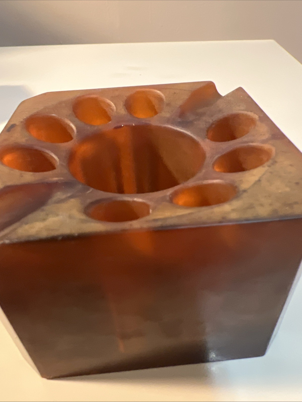 Antique Art Deco Marble Catalin Amber bakelite Ashtray Cigarette Holder 51.3gram