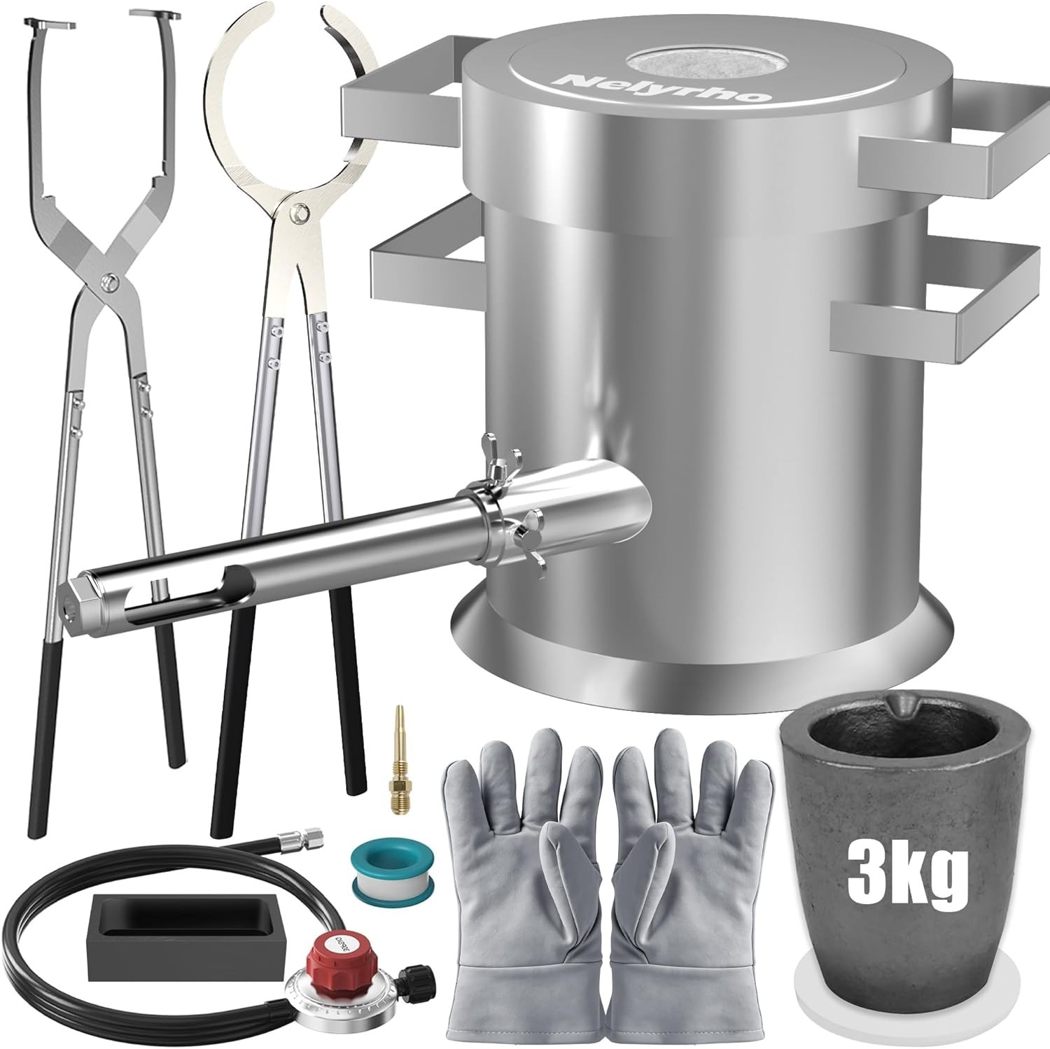 Propane 3KG Complete Metal Melting Furnace Forge Kit Steel Refractory Lined