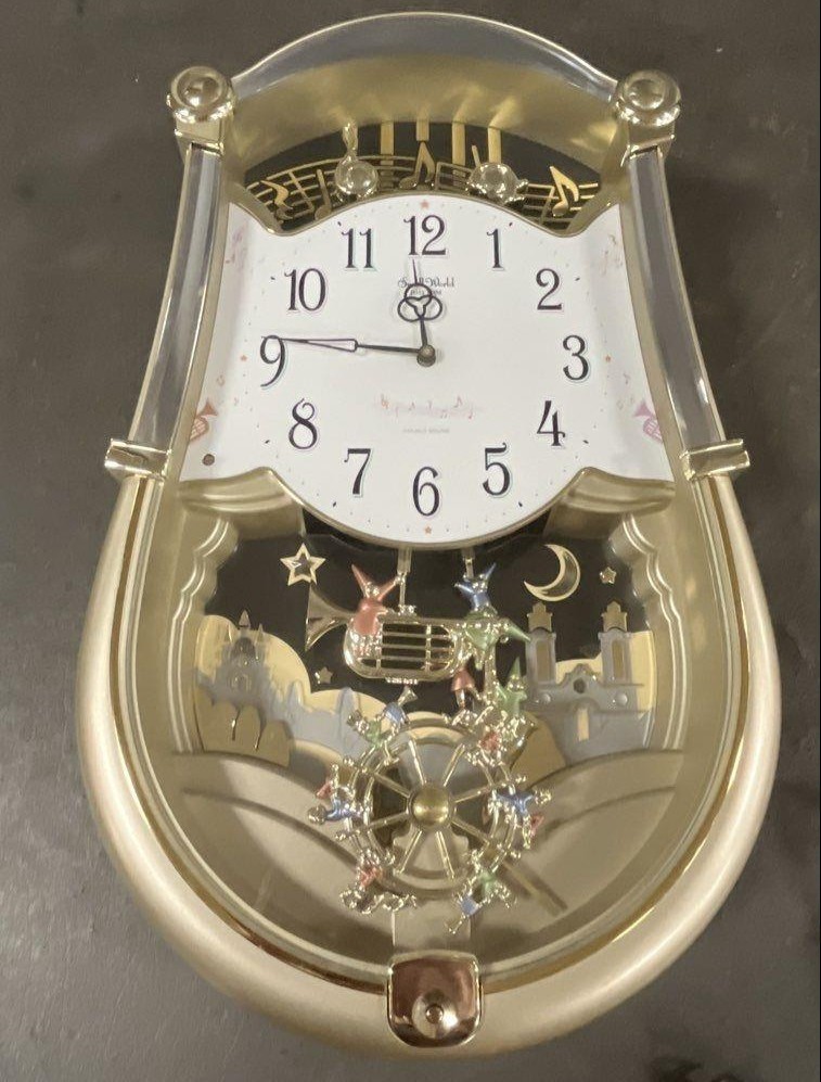 SMALL WORLD 4MH774 RHYTHM CLOCK CARNIVAL PLAYS SIX MELODIES SILVER READ SMALL WORLD 4MH774 RHYTHM CLOCK CARNIVAL PLAYS SIX MELODIES SILVER READ