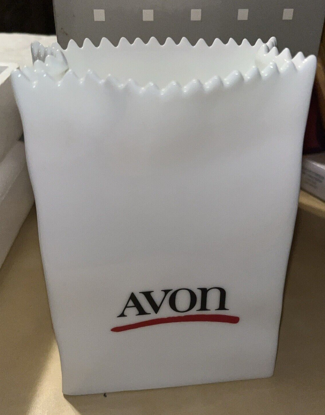 Avon Collectible 1986 Porcelain “Delivery Bag Avon Collectible 1986 Porcelain “Delivery Bag