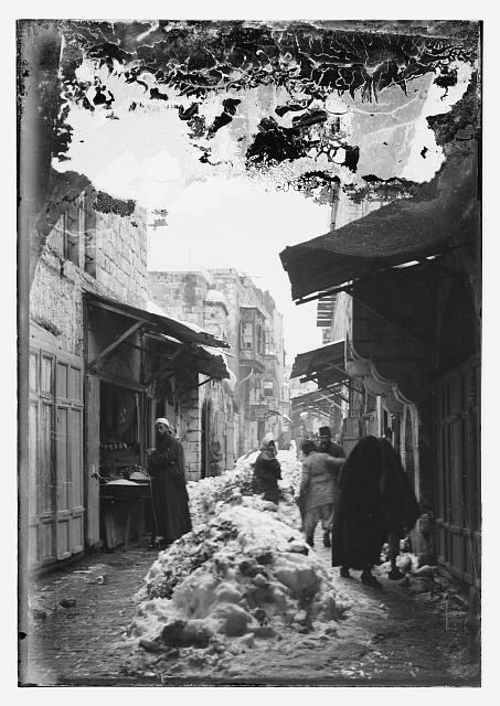 Photo:Jerusalem Israel 1921 Snowy Street Scene Old City American Colony