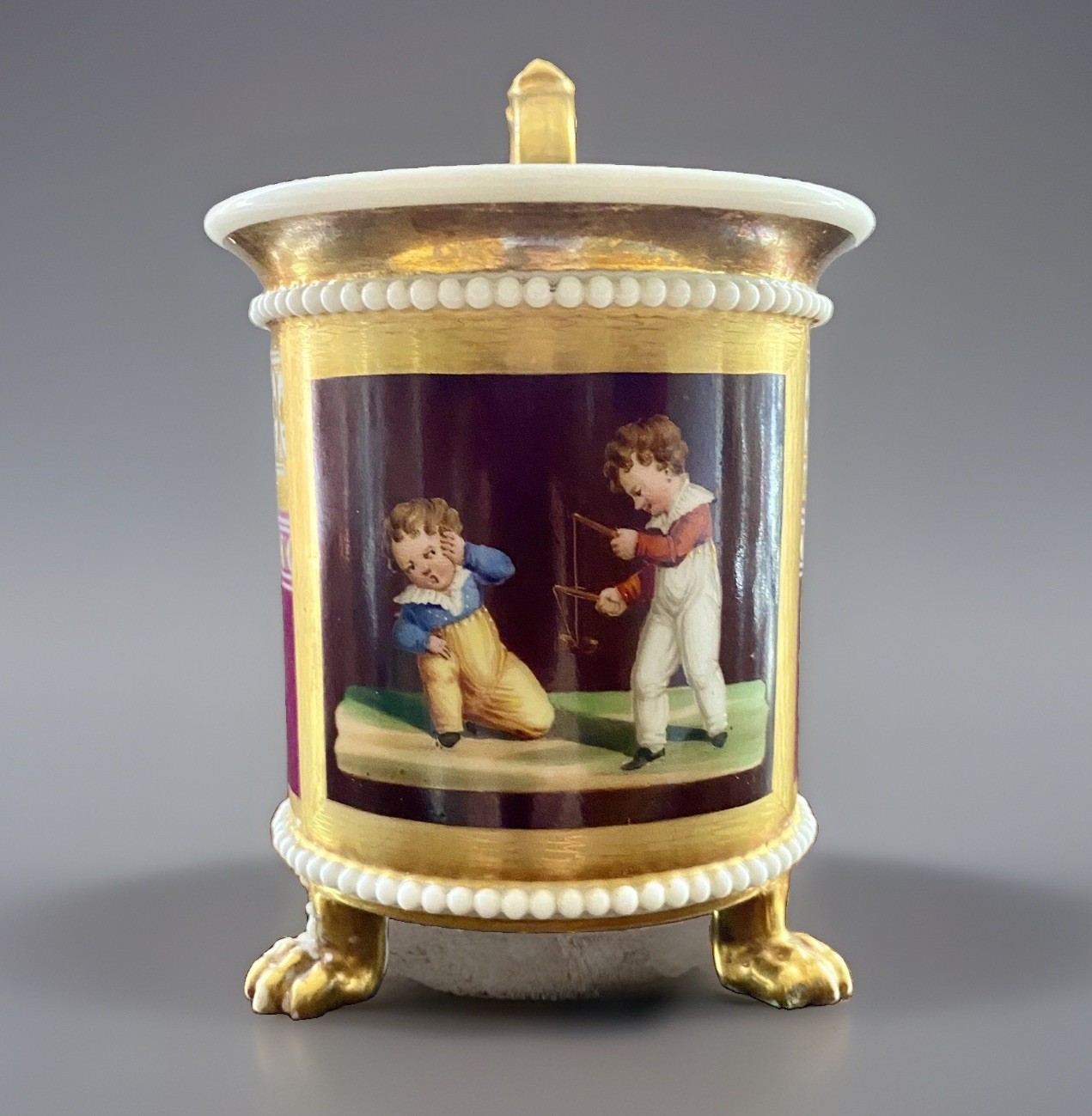 1800s FRENCH EMPIRE SEVRES STYLE PORCELAIN PARIS CHOCOLATE CUP 5.25”H DAGOTY. 1800s FRENCH EMPIRE SEVRES STYLE PORCELAIN PARIS CHOCOLATE CUP 5.25”H DAGOTY.