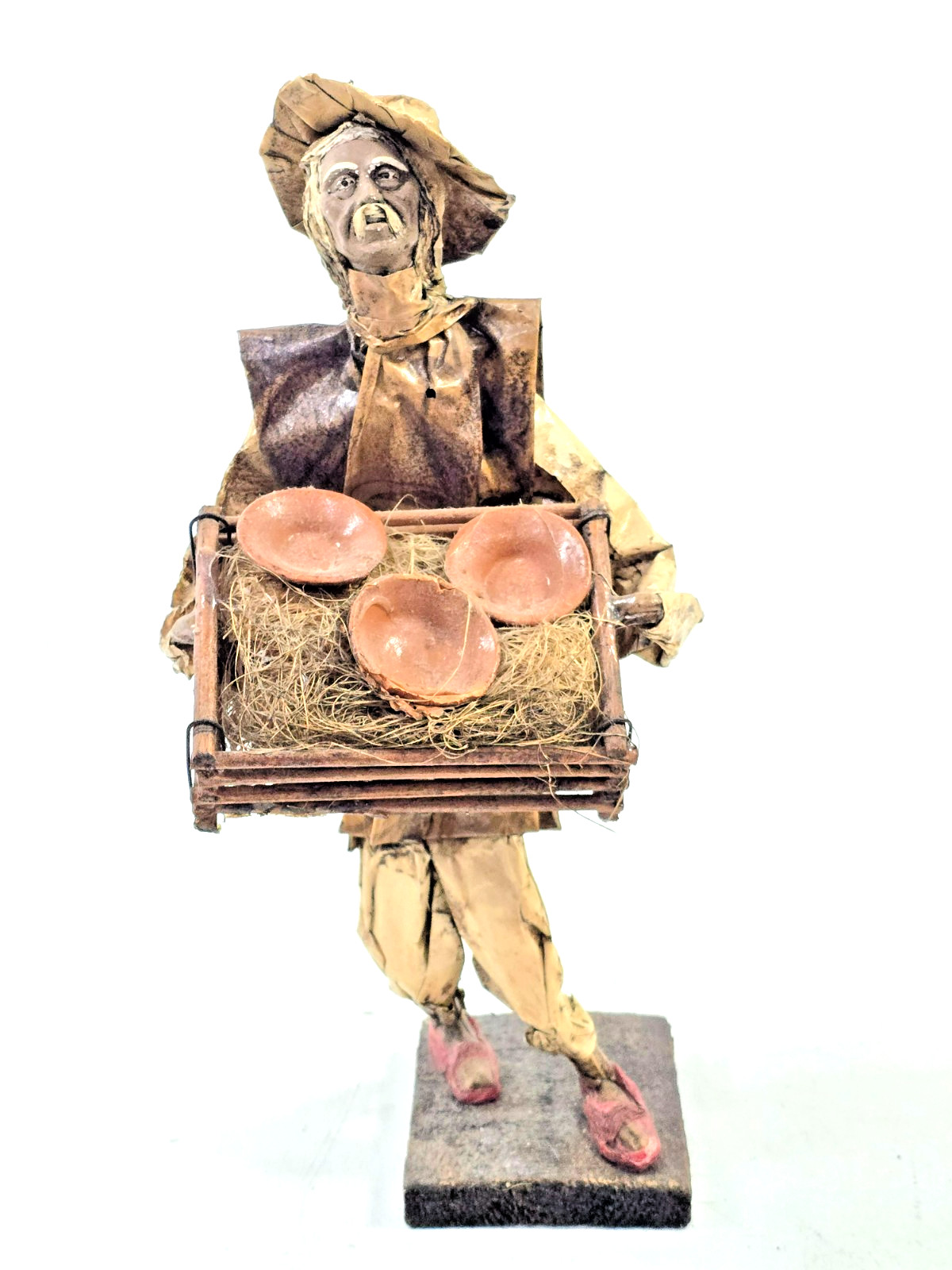 Vintage EB M.R. Mexican Folk Art Paper Mache Pottery Vendor Seller Figure