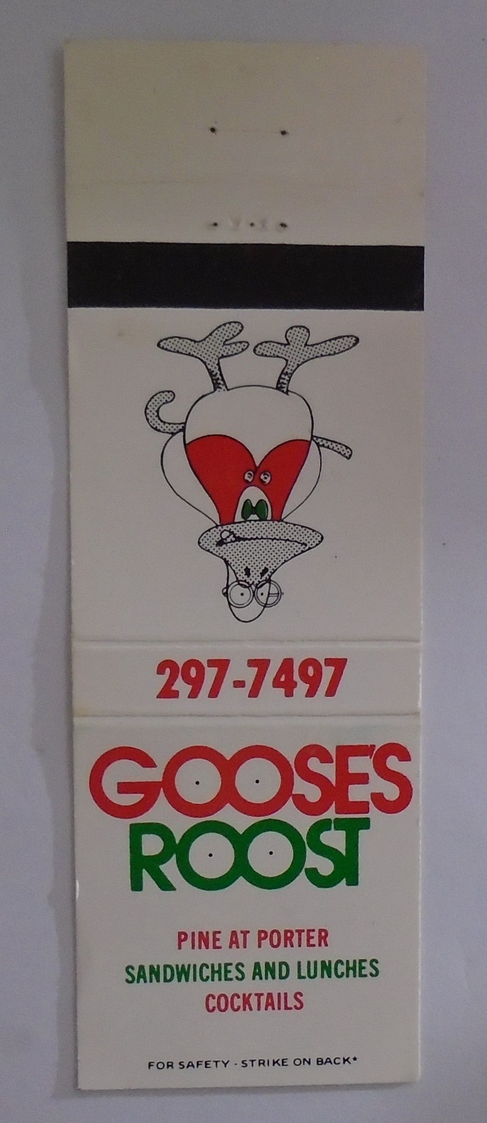 Gooses Roost Sandwiches Cocktails Matchbook Cover