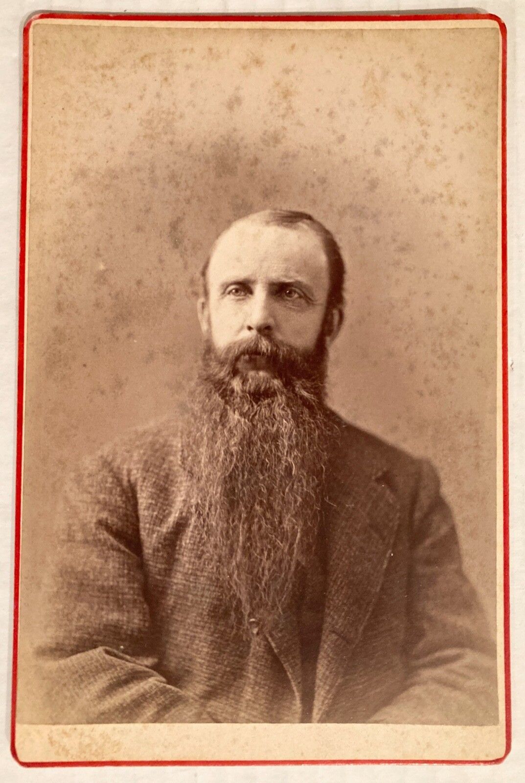 Cabinet Card Long Beard and Man ID Mustache Red Santa Wizard ZZ Top Style Whimsy