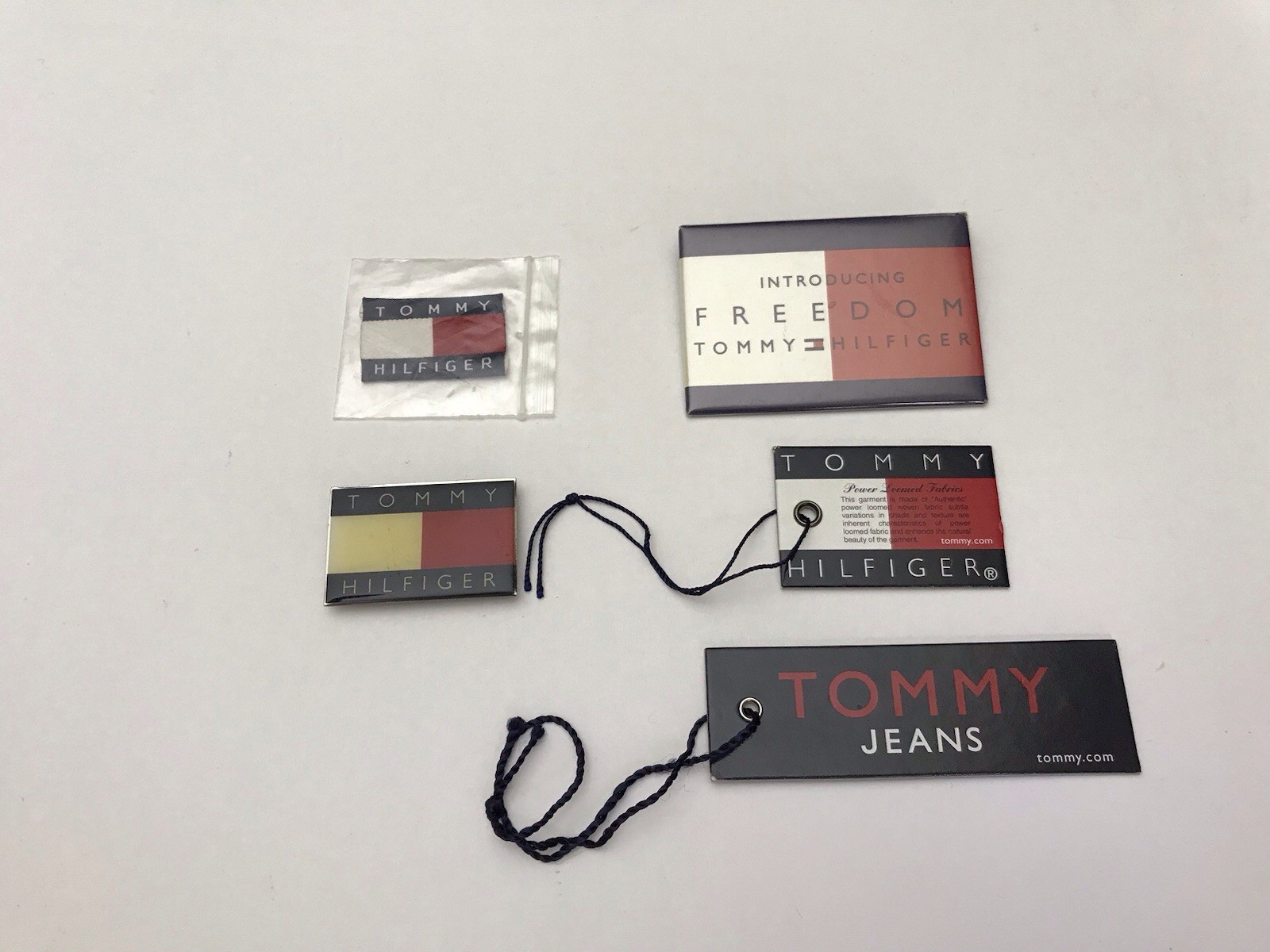 Vintage Lot Tommy Hilfiger Print Hang Tags, Magnetic Pin, Tag Logo RARE