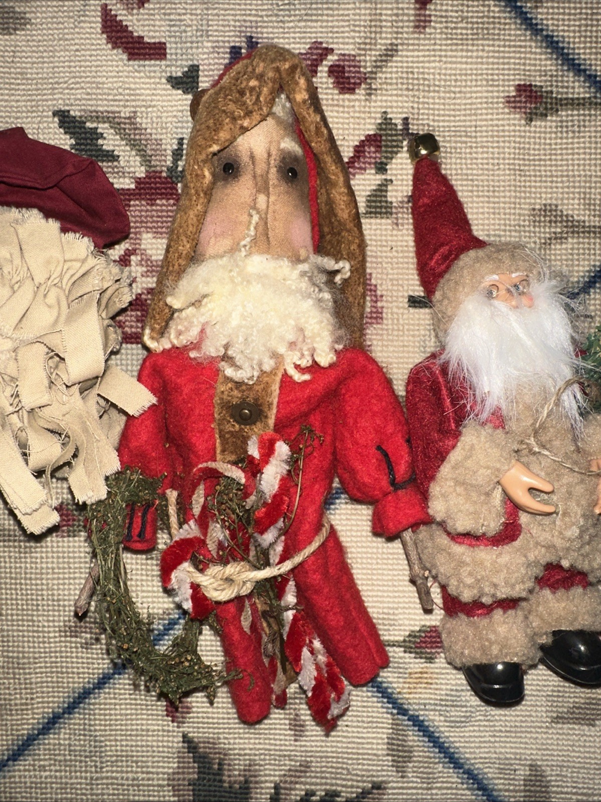 Lot 3 Primitive Folk Art Santa Claus Country Christmas Figures