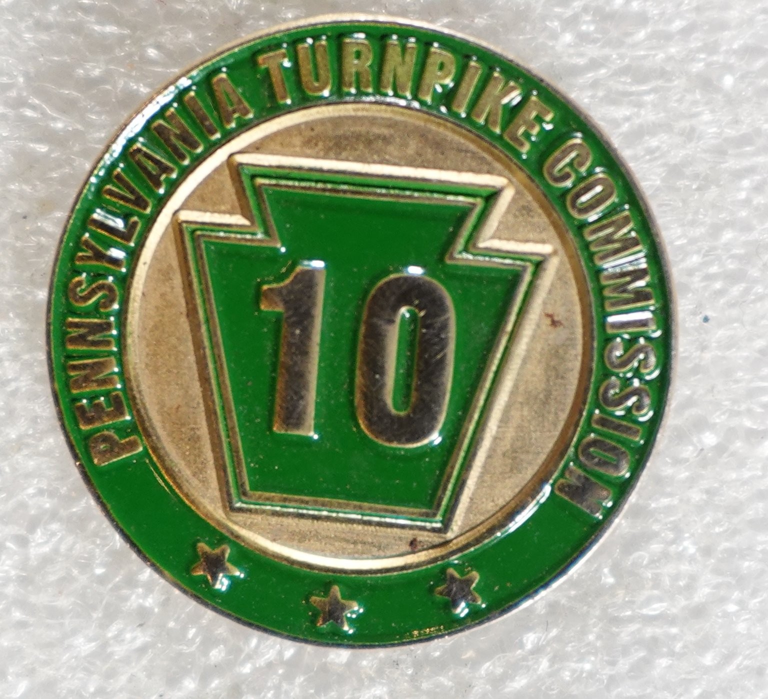 Pennsylvania Turnpike Commission 10 Year Pinback Button Round Pennsylvania Turnpike Commission 10 Year Pinback Button Round