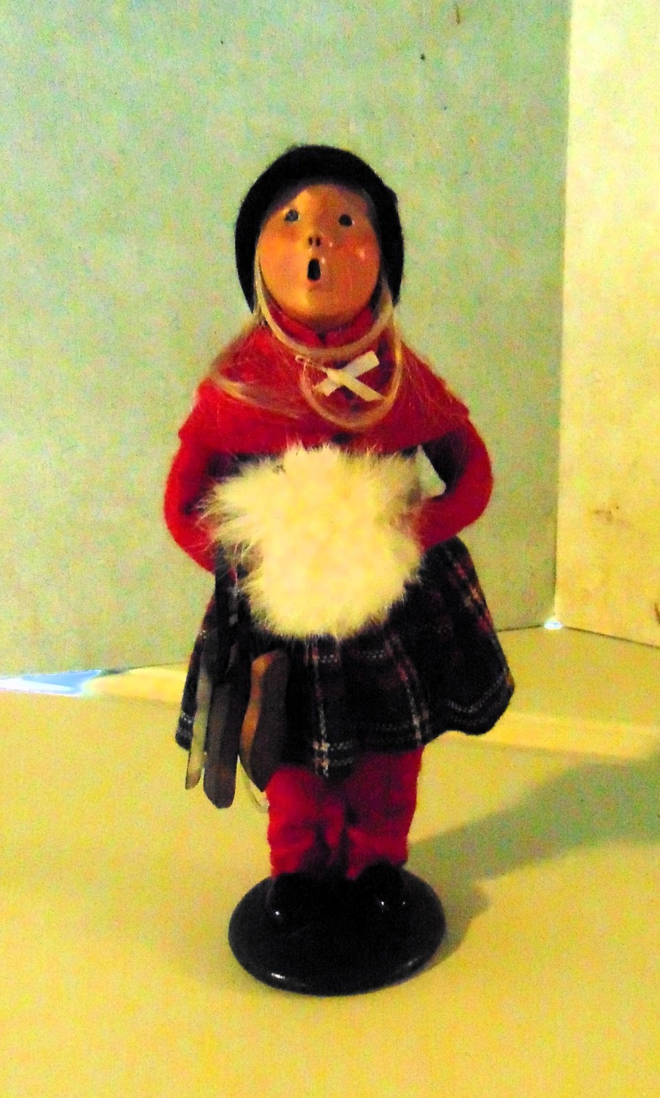 Byers Choice Carolers 1992 Cute Girl with Muff and Plaid Skirt with Skates Byers Choice Carolers 1992 Cute Girl with Muff and Plaid Skirt with Skates