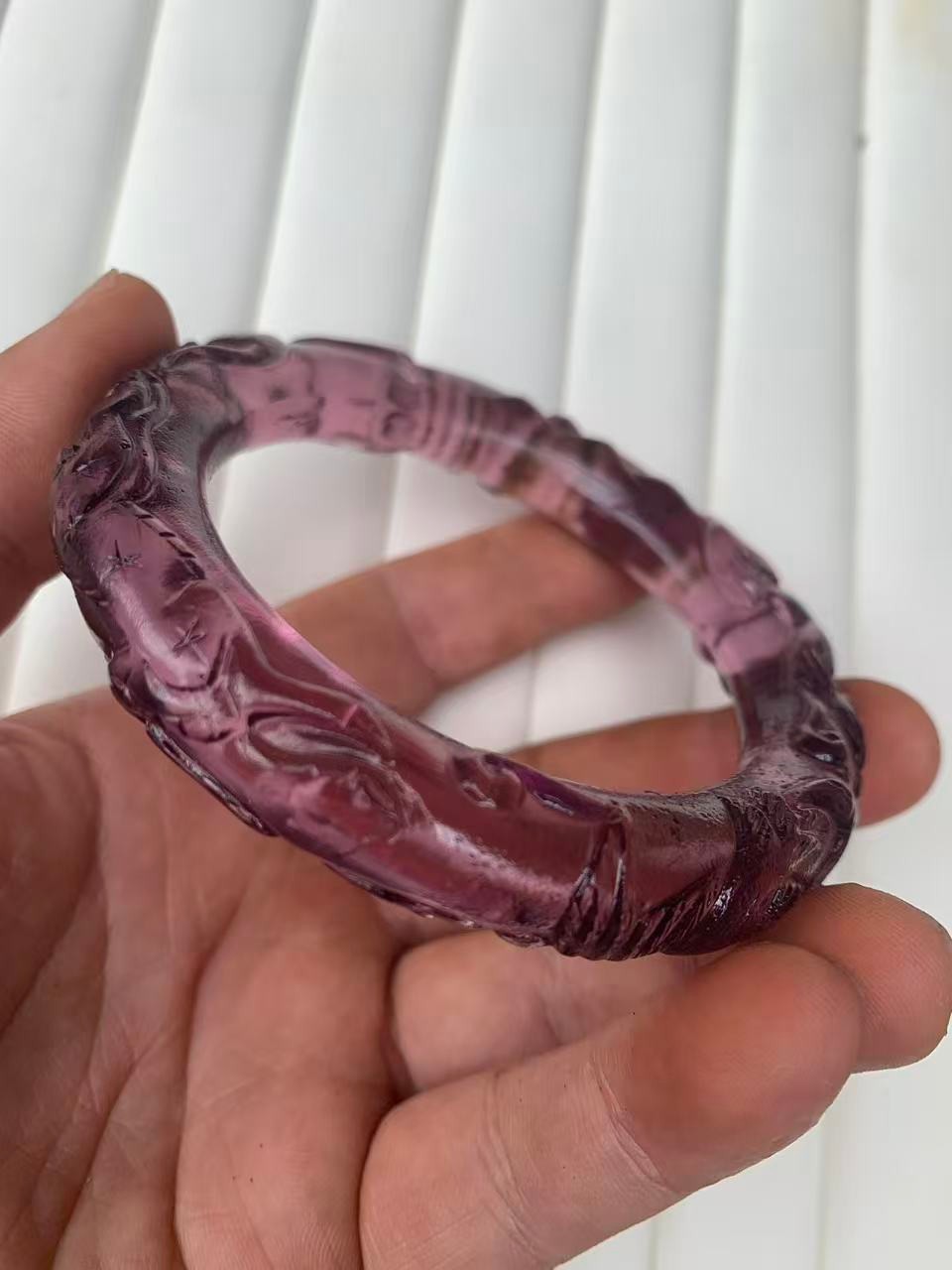 Excellent Chinese Old Crystal Hand Carved Bangle Bracelet
